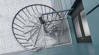 Spindeltreppe Scarvo S mit quadratischem Podest für Eckeinbau | 54 - 134 cm